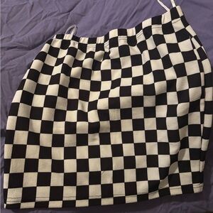 SHEIN Black and White Checkered Mini Skirt